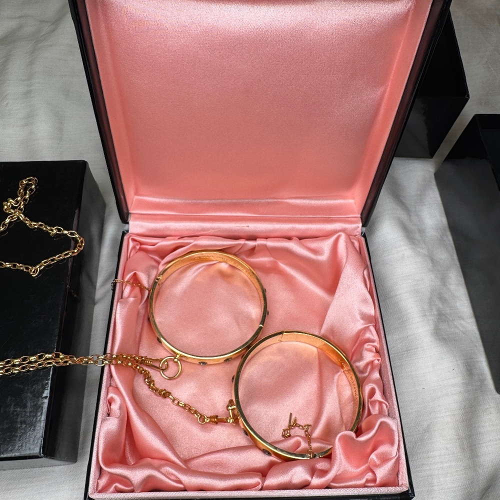 Agent Provocateur Gold Crystal Handcuff Chain Cuff Bracelet